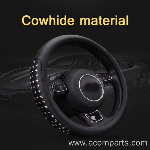 Rivet Personality Leather Universal Car Cover Steering Wheel